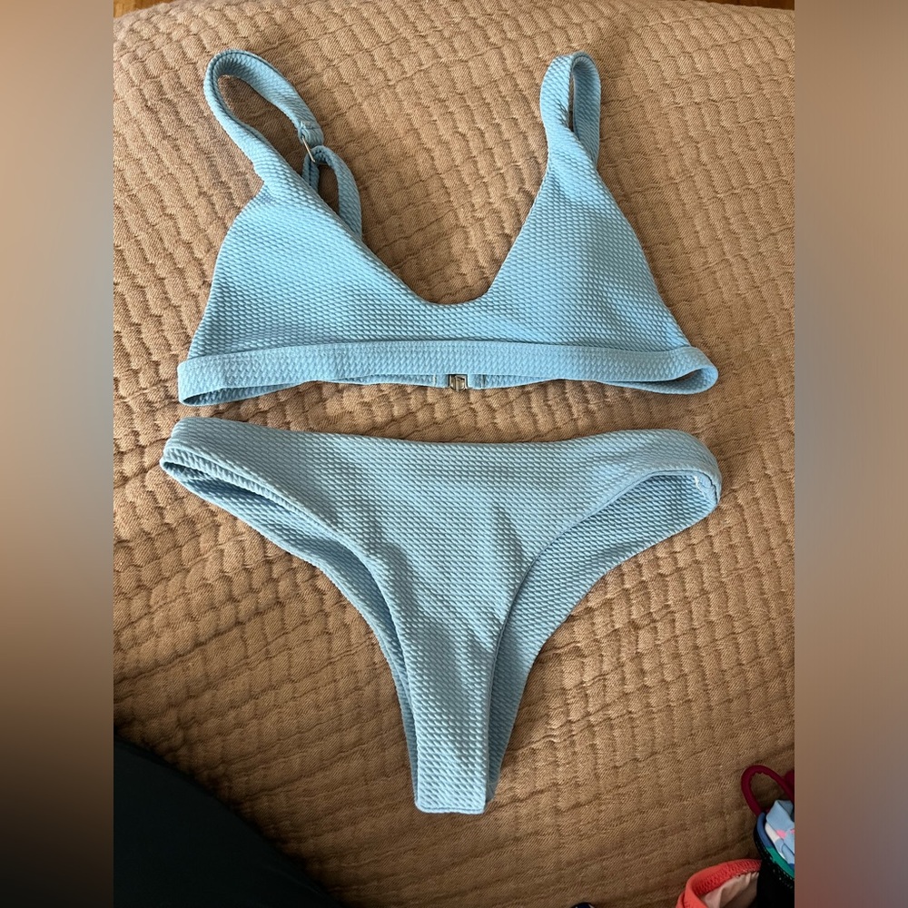 Light Blue Textured Bikini Set